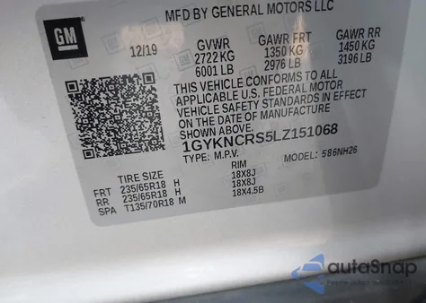 2020 Cadillac Xt5 Premium Luxury Fwd из США, поврежденный, VIN 1GYKNCRS5LZ151068